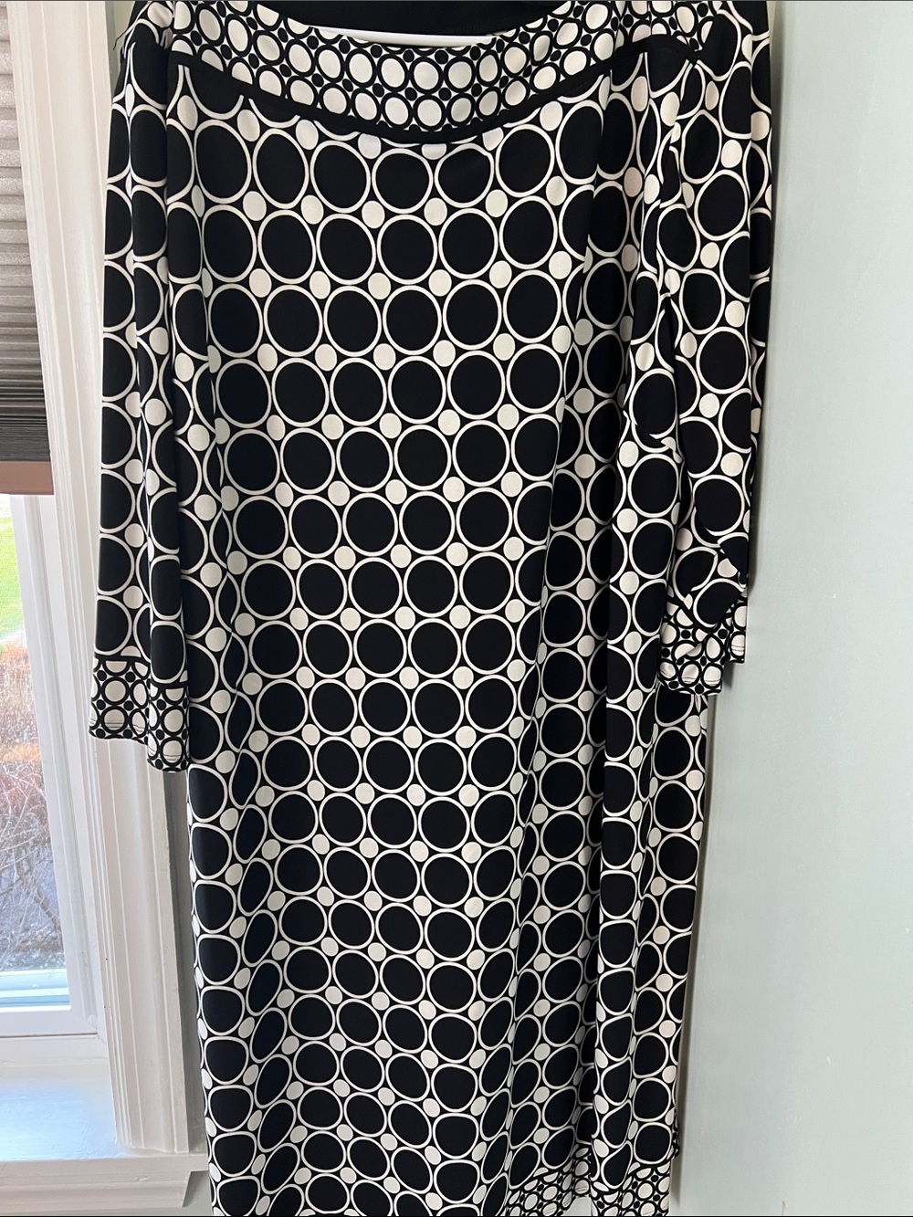Black and White Geometric Circle Print Women's Dress